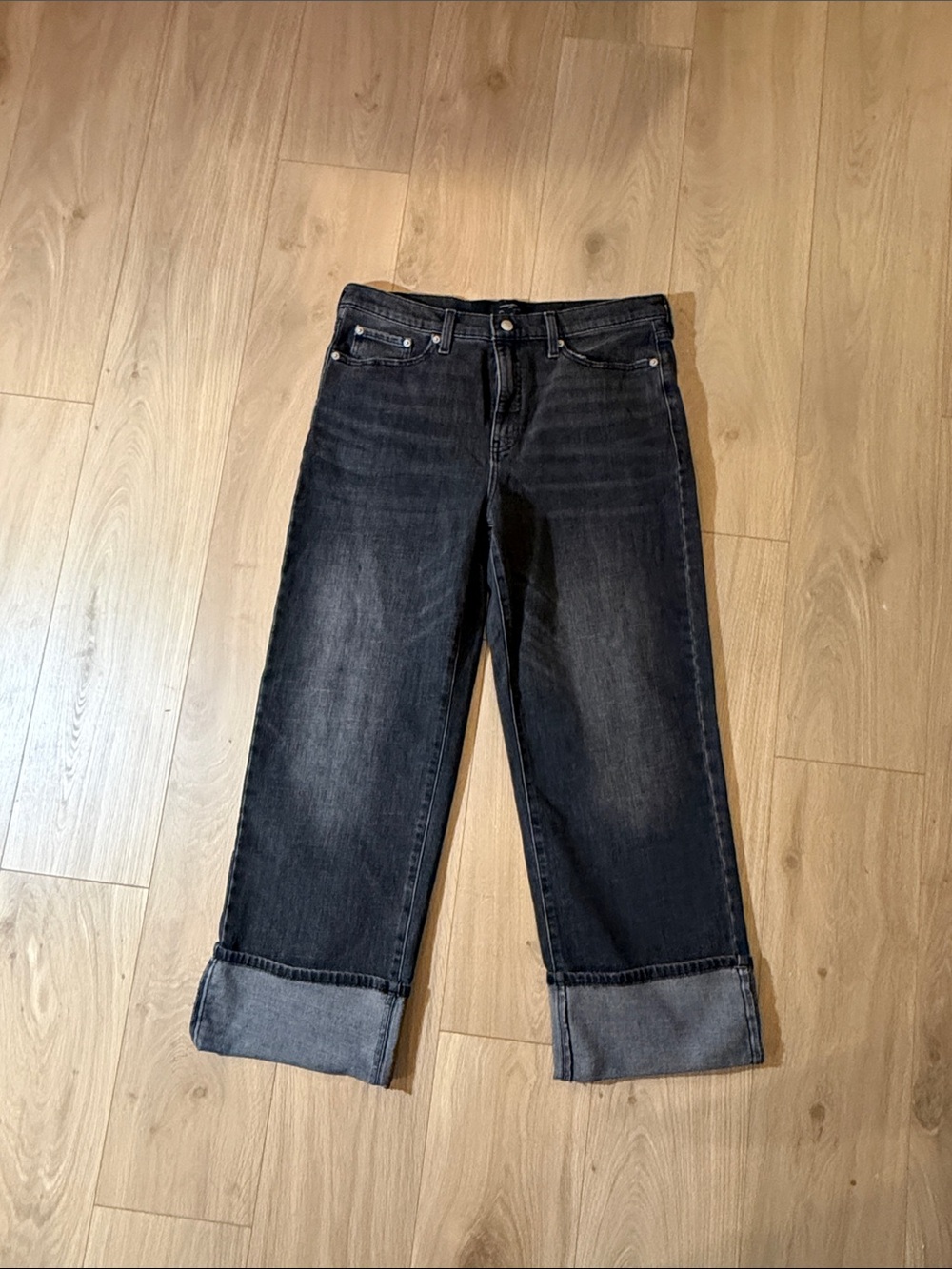 Banana Republic Black Wash Wide-Leg Jeans with Cuff